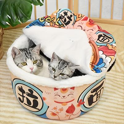 Instant Noodle Cat Bed, Winter Cat Bed, Soft and Warm Cat House, Cat Supplies