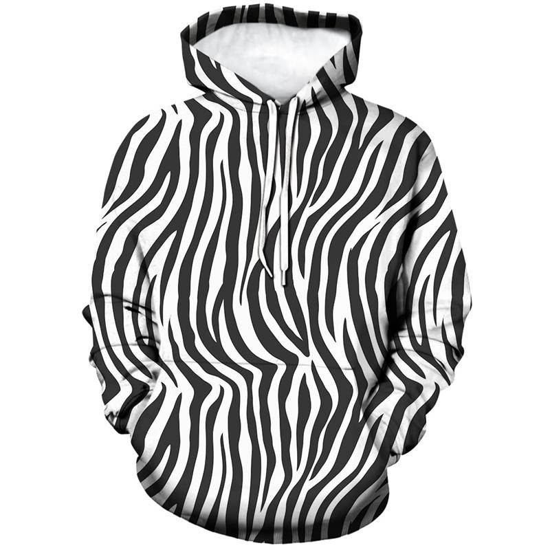 Men's Fashion Leopard Zebra 3D Print Graphic Hoodie Streetwear Long Sleeve Sweatshirt Casual Pullover for Autumn