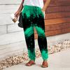 Women Multicolored Printing Pants Lace Up Elastic Waist Loose  Trousers Casual Long Pants Trousers with Pockets