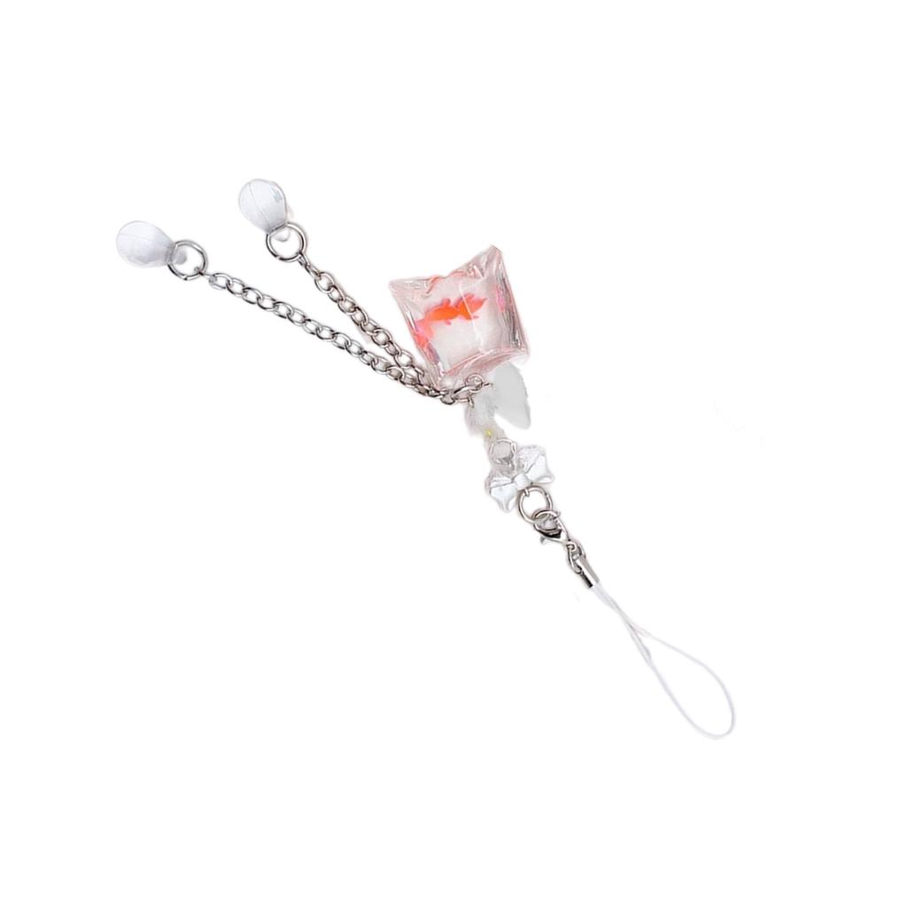 Cute Bag Goldfish Bead Charm Pendant Chain Phone Strap Pocket Keychain Strap Hangings Decoration for Key Bag Purse