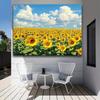 2D Summer Sunflower Backdrop, Bright Sunflower Field Background for Outdoor Themed Events & Studio