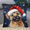 A Christmas-Themed Teddy Dog Art Print Cushion Cover - Double-Sided, with a Zipper, Machine Washable, Festive Decoration, Suitable for Sofas And Livin