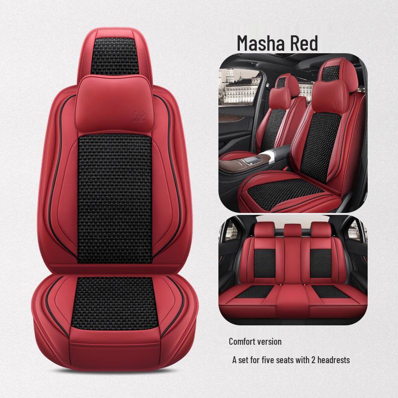 BS38 Ice Silk Leather All-Season Car Seat Cushion - Universal Fit for SUV, Sedan, Pickup, Off-Road Vehicle.
