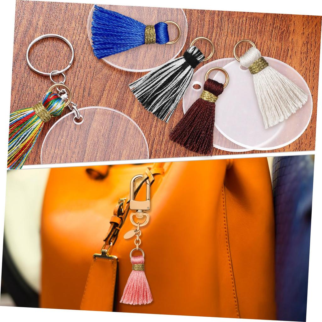 OUNONA 50-Piece Mini Tassel Set with Rings for Keychains, Handmade Charms, Fringe Parts, and Small Decorative Parts for Jewelry Making