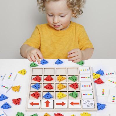 Children Wooden Montessori Toys Kids Logical Thinking Training Direction Color Cognition Early Learning Educational Toy HMM