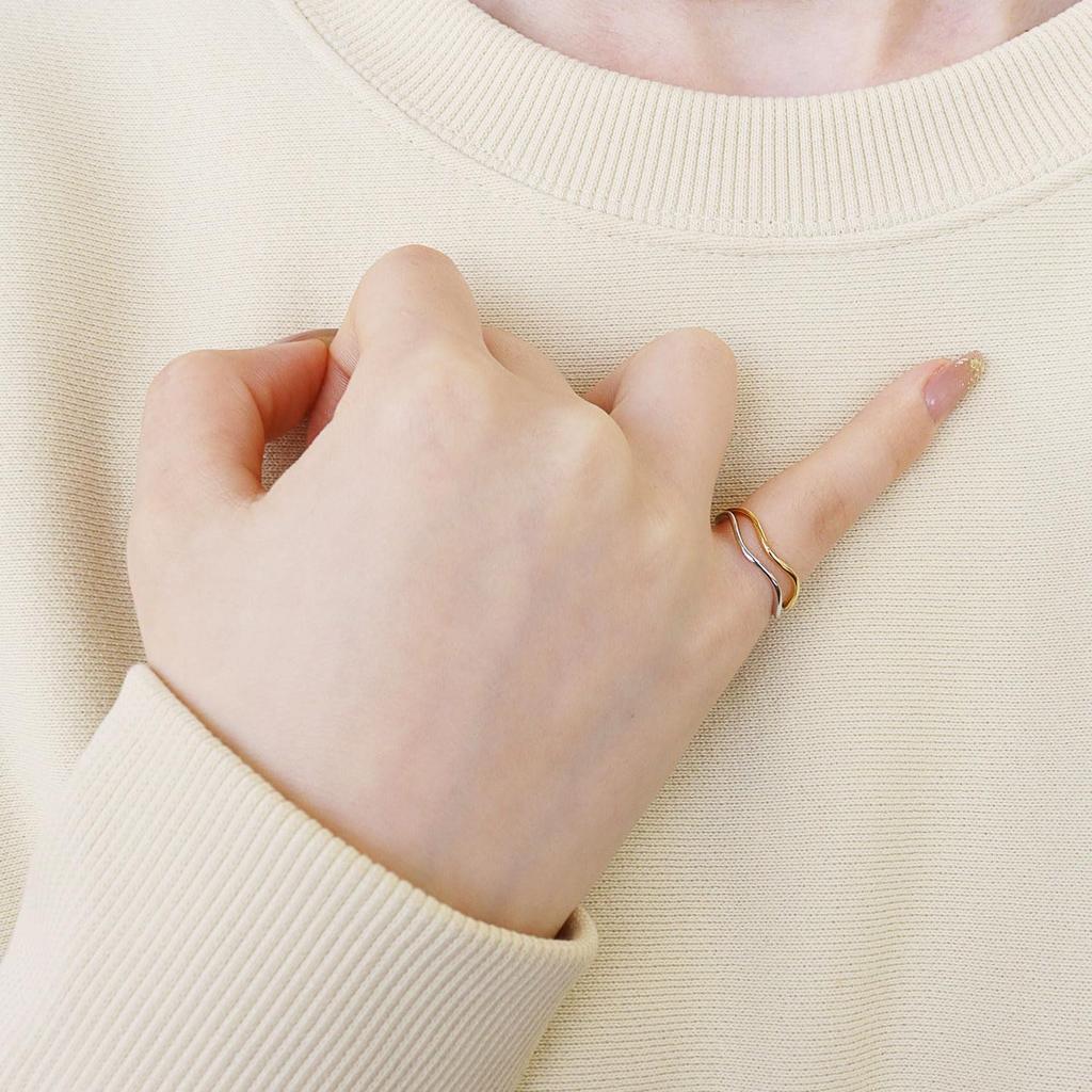 Lala Christie Dam Rosa Liten Ring, Silver 925, Vågformad Design, Storlek 3