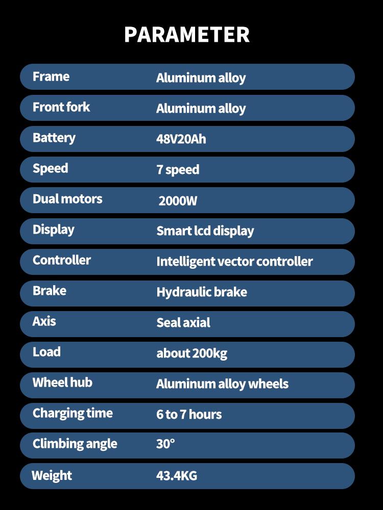 Elektrofahrrad KIMDYMA K03 26" Fat Tire LCD-Display 1000Wx2 Motor Vollgefedertes Elektrofahrrad 7 Gänge 48V 20AH Doppelte Bremsen