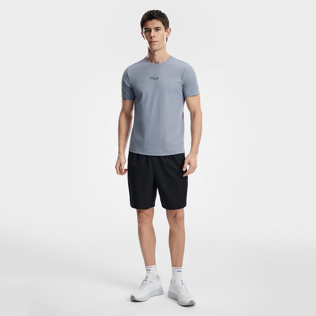 Fila Fitness Fashion Simple Sports Training Comfortable Knitted Short Sleeve T-Shirt Men Tops Iron-Blue A51M621102FDB