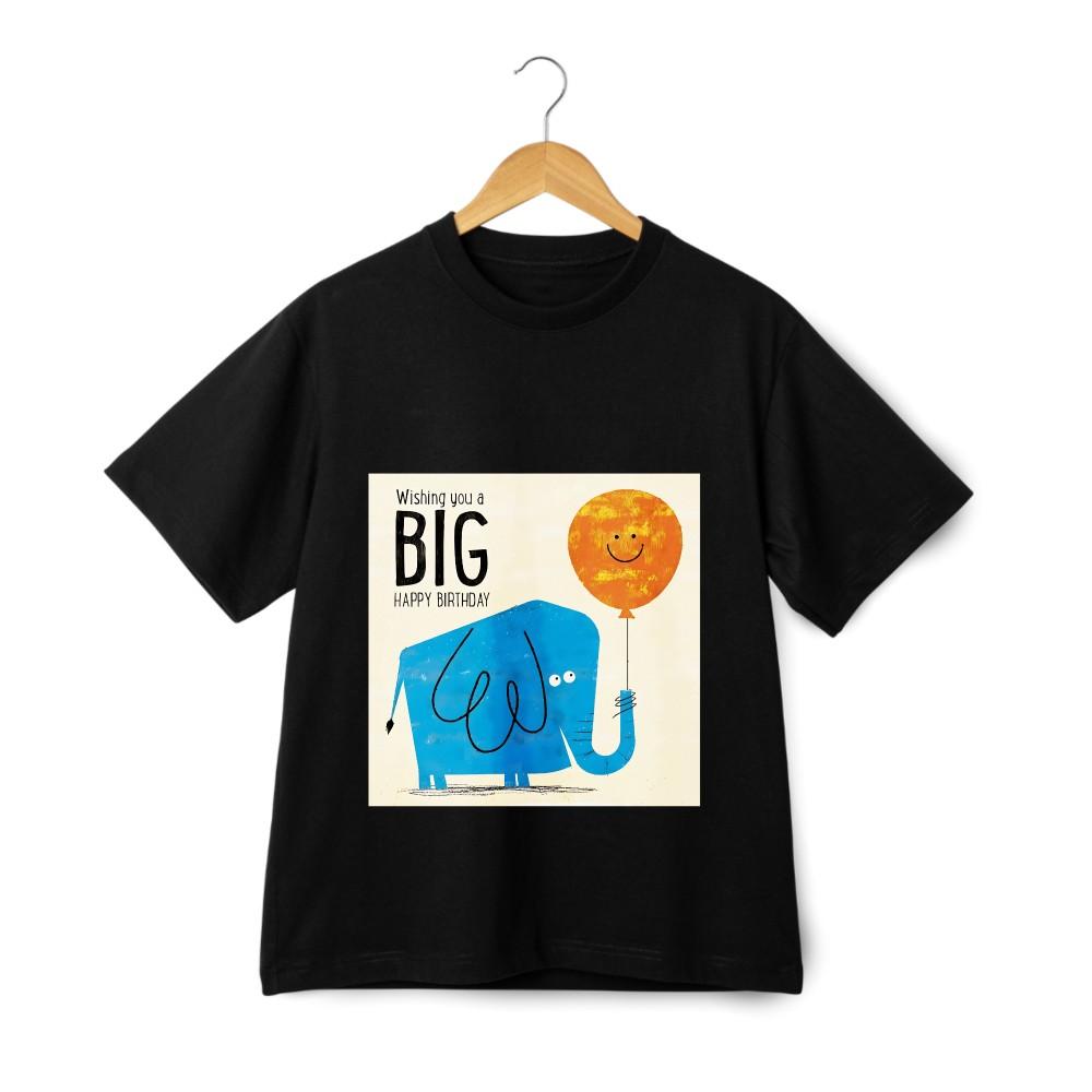 

Fun Birthday Theme Tee,Cute Elephant andBalloon Pattern Short-Sleeve Top|cartoon XL