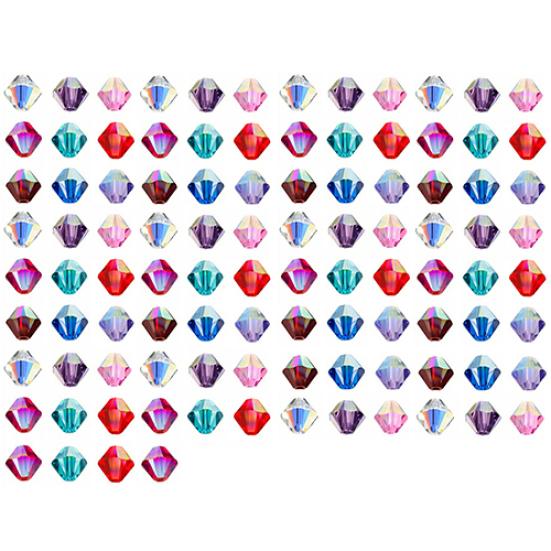 100/135Pcs Bicone Faceted Crastal Rhinestone Loose Spacer Beads Jewelry Making 4mm