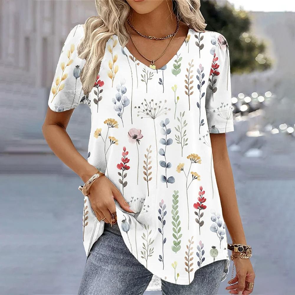 

Винтажная футболка для женщин с 3D-принтом, повседневная женская одежда, летние белые повседневные топы с короткими рукавами, футболки, футболки больших размеров 5XL