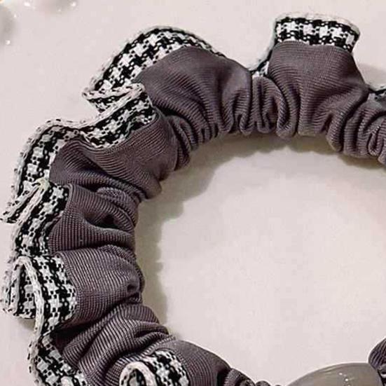 5Pcs Hair Ties High Elasticity Double-Layer Plaid Lace Seaming Hair Ropes Retro French Style Soft Fabric Hair Accessories