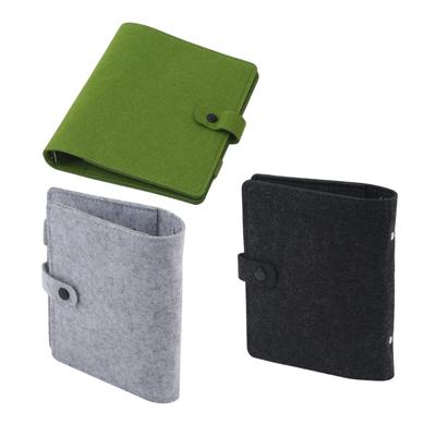 Refillable Journal Cover Felted Cloth 4 Rings Binder with Card Pocket Elastic Pen Slot for Refillable Notebook Planner