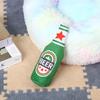 Beer Bottle Shaped Plush Dog Chew Toy Squeaky Interactive Bite-Resistant Pet Playing Supplies for Small to Large Dogs Teeth Clea