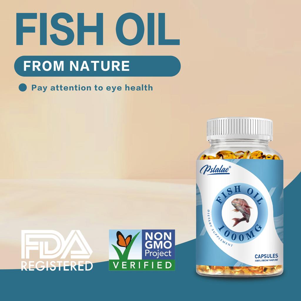 Pslalae Natural Fish Oil Capsules, 1000mg, with Omega-3 Fatty Acids, High-Potency Formula, Suitable for Adults