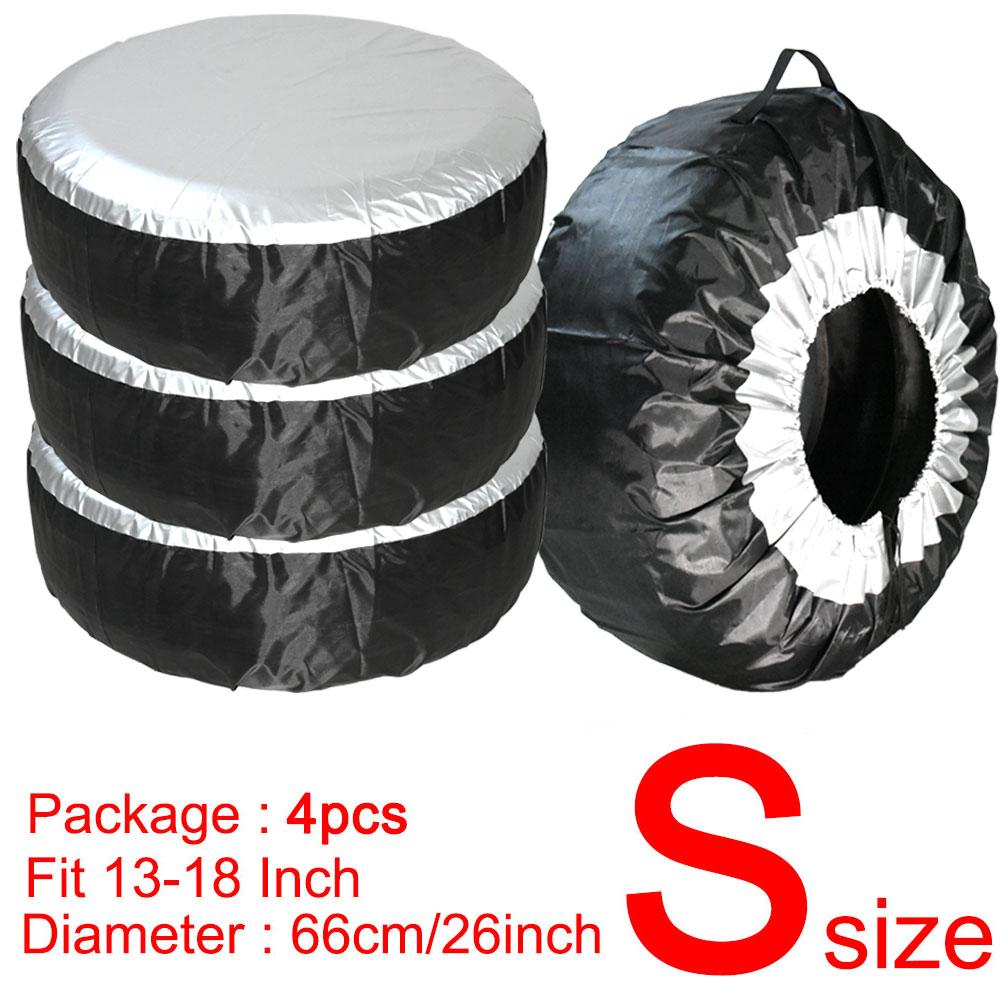 

AD 4pcs 13-23 inch Waterproof Car Spare Wheel Tire Protector Cover Bag for RV Tire Cover Storage Bags With Handle Elastic Rope
