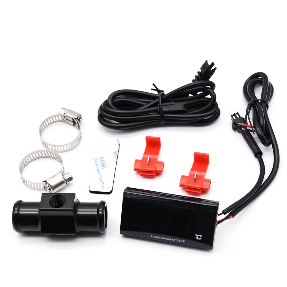 Motorcycle Instrument 0~120 Celsius Water Temperature Gauge with Water Temp Joint Pipe Sensor 16-22mm Motor Dashboard 12V