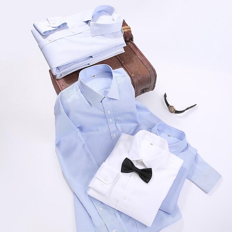 YILITON Men's Wrinkle-Free Pure Cotton Long Sleeve Work Shirt