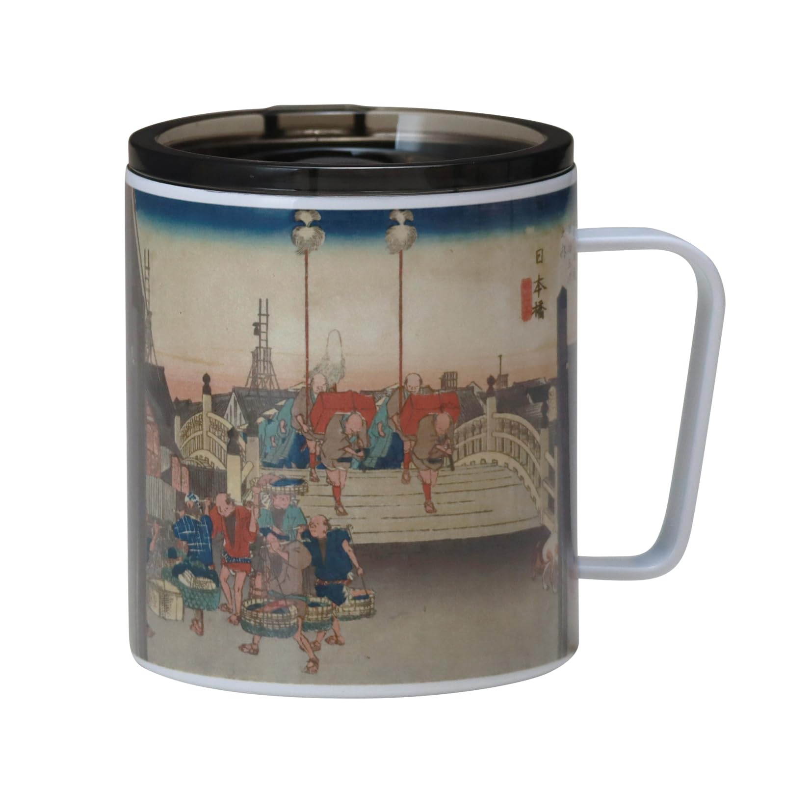 

OGURA Stainless Steel with Vacuum Insulates for Hot and Cold a Japanese Souvenir for Foreigners Ukiyo-e Mug, 350ml, Lid, Insulated, Drinks,
