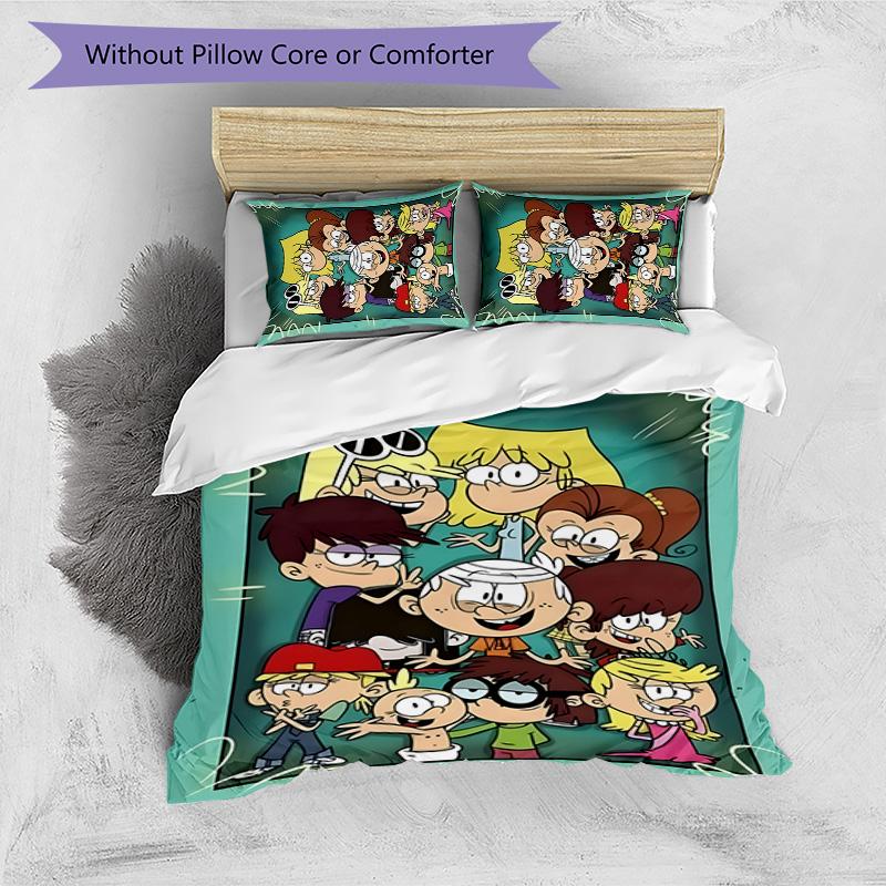 Loud House 3pcs Bedding Set Duvet Cover Closure Includes 1 Duvet Cover & 2 Pillowcases for All Seasons Bedroom Home Dorm Decor