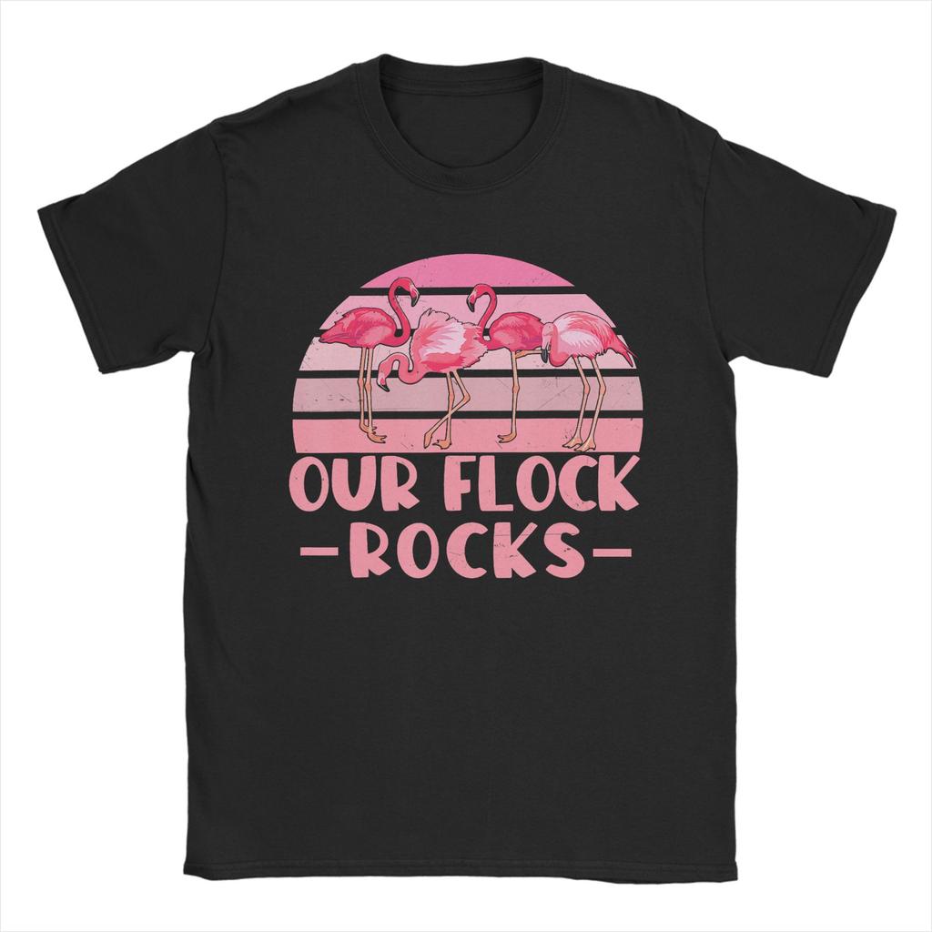 Unisex Unisexs Our Flock Rocks Flamingo T Shirts Pure Cotton Clothing Novelty Short Sleeve Tee Shirt Graphic Printed TShirt