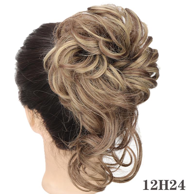 Synthetic Hair Chignons Messy Scrunchies Elastic Band Hair Bun Straight Updo Hairpiece Hair Extension for Women
