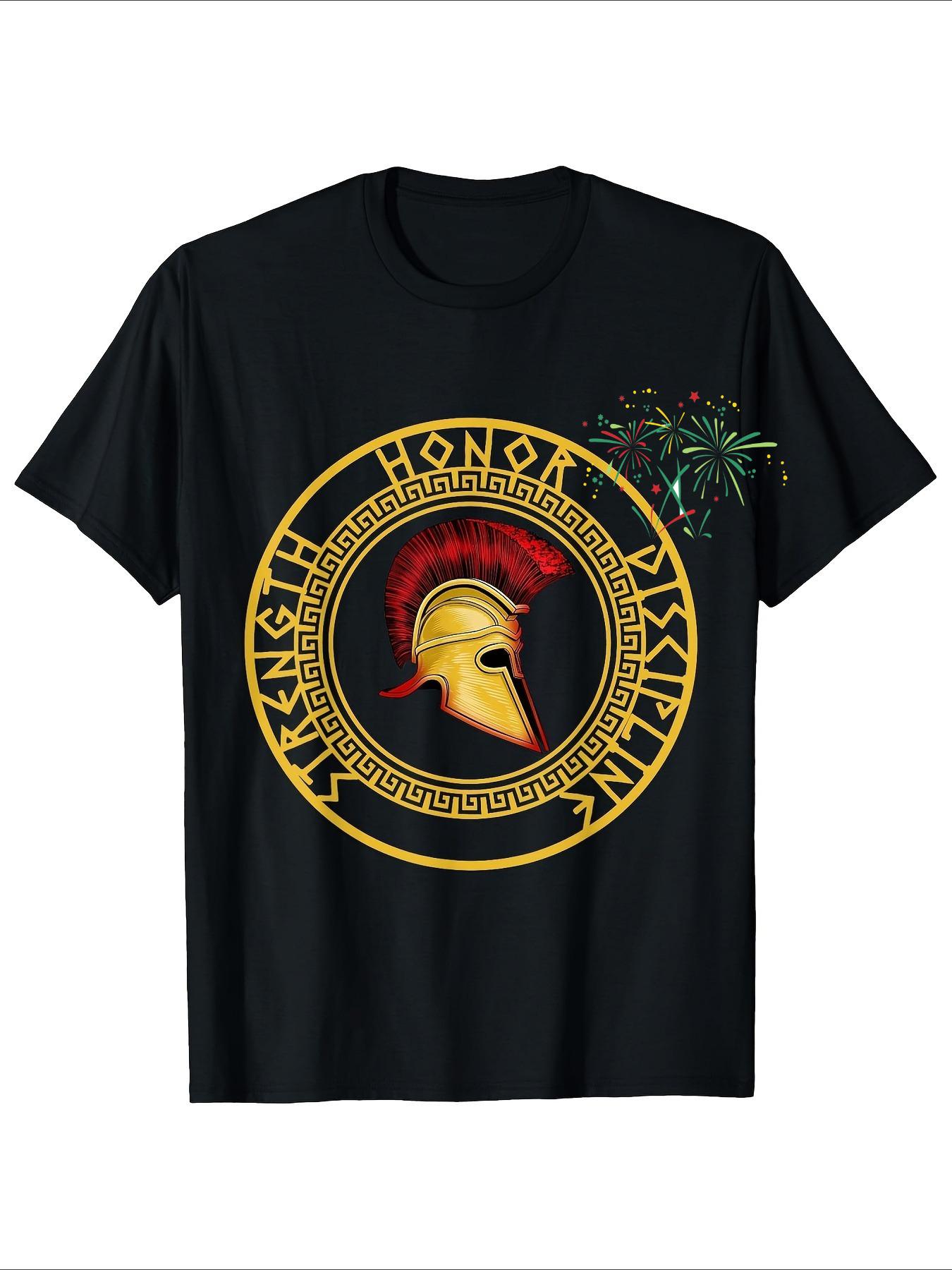 Spartan Warrior Greek Lettering Honor Discipline TShirt 100 Cotton ONeck Short Sleeve Summer Casual Mens Tshirt Streetwear S