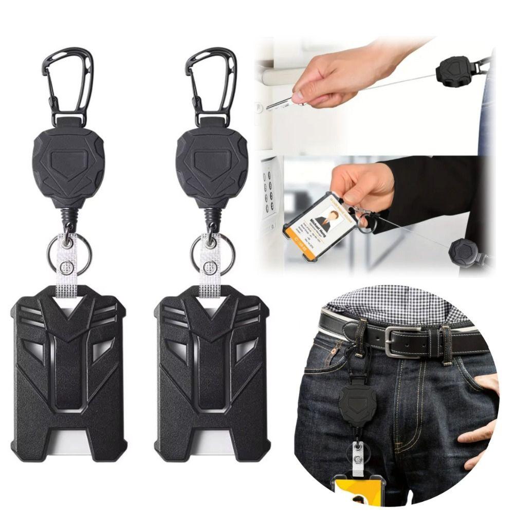 Strong Steel ID Card Holder Wire Rope Bus Card Cover Retractable Badge Reel  Outdoor Keychain