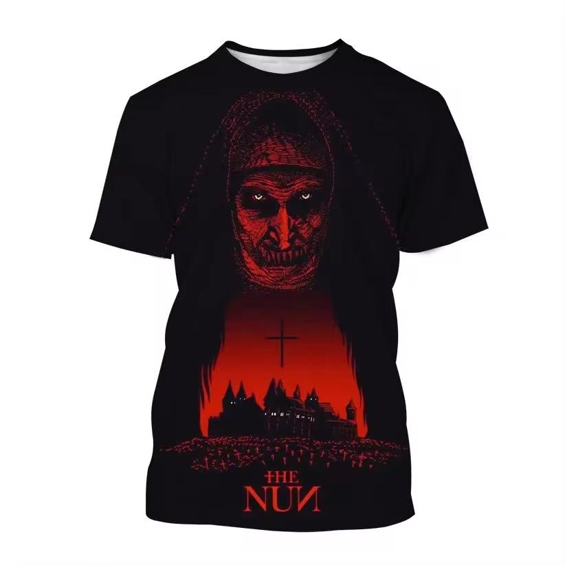 Magliette Grafiche Film Horror The Nun Stampa 3D Uomo/Donna Manica Corta Girocollo T-shirt Oversize Streetwear Harajuku Magliette Y2k Top