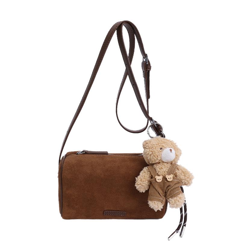 Retro Wildleder Einfache Achseltasche Knödel-Tasche Handheld Kleine Quadratische Tasche Pendeln Ein-Schulter Crossbody-Tasche