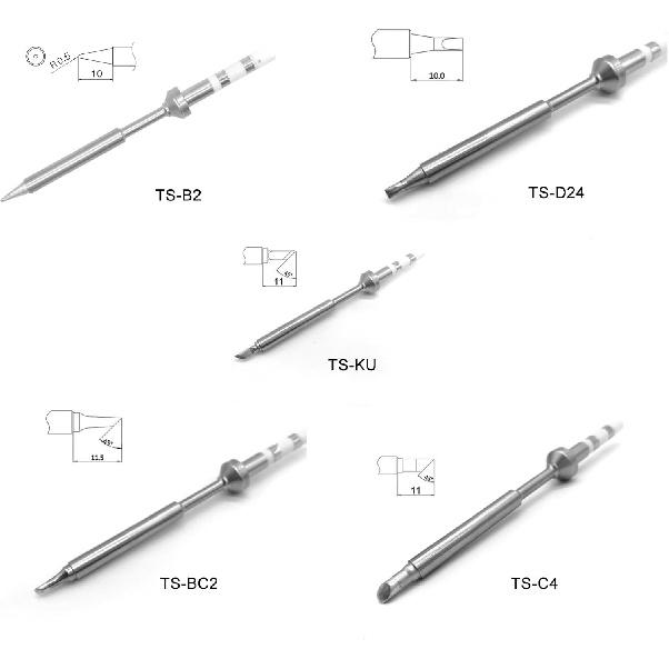 TS100 Soldering Iron Tips 7 Types Portable Mini Soldering Iron Tips Stainless Steel Replacement for TS100 Soldering Iron TS-KU, TS-B2, TS-D24,