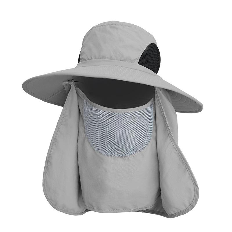 Summer sun protection hat men and women outdoor large brim bucket hat removable UV protection quick drying sunshade sun hat