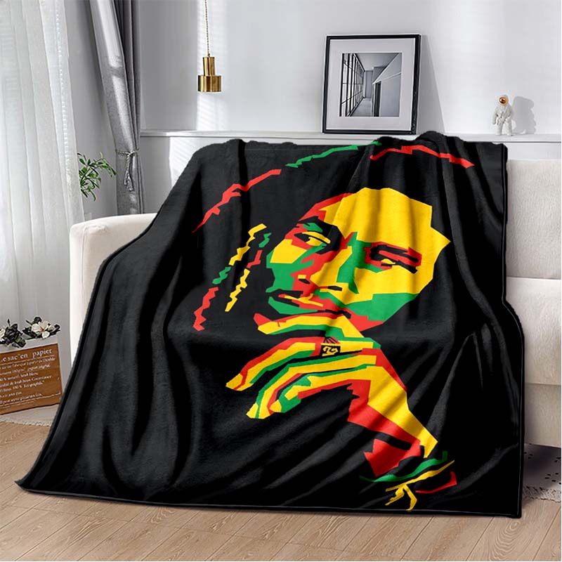 Bob Marley Album Blanket Reggae Music Jamaican Style Soft Flannel Blanket Home Sofa Bed Cover Warm Travel Christmas Gift Blanket