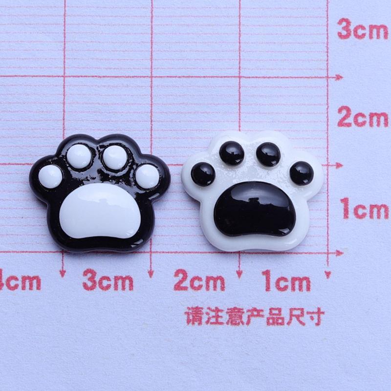 20 Pcs Cartoon Black And White Peach Hearts, Cat Claws Resin Scrapbook Diy Decorative Hair Clip, Pendant Jewelry Parts A67
