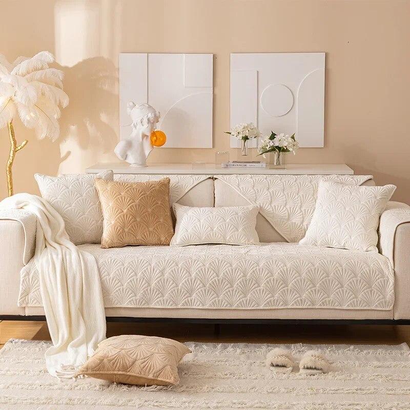 

L Shaped Sofa Cover Non Slip Plush Chaise Lounge Slipcover Sectional Couch Towel Solid Corner Sofa Protector W70xL70cm 1pc