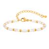Women's White Shell Beaded Bracelet,Gold Color Stainless Steel Bracelets,Waterproof Charm Jewelry Gift