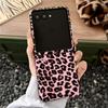 Luxury Leopard Pattern Thin Leather Phone Case For Samsung Z Flip 7 FE Zflip 6 5 4 Shockproof Solid Color Protective Back Cover