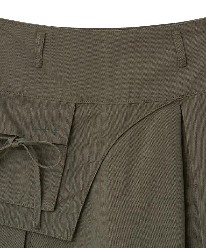 Lougeu Ribbon Pocket Mini Skirt_Khaki