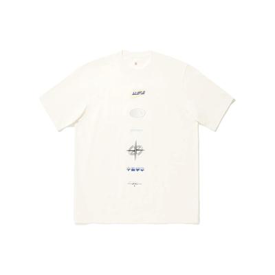 Li Ning Logo Print Locker Geschnitten Weich Rundhals Kurzarm T-Shirt Unisex T-Shirts Off-White AHSU239-1