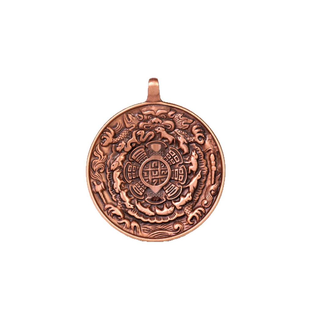 Tibetan-Style Pure Copper Trigrams Pendant: Antique Finish, Artisan-Crafted, Imitation Old Design