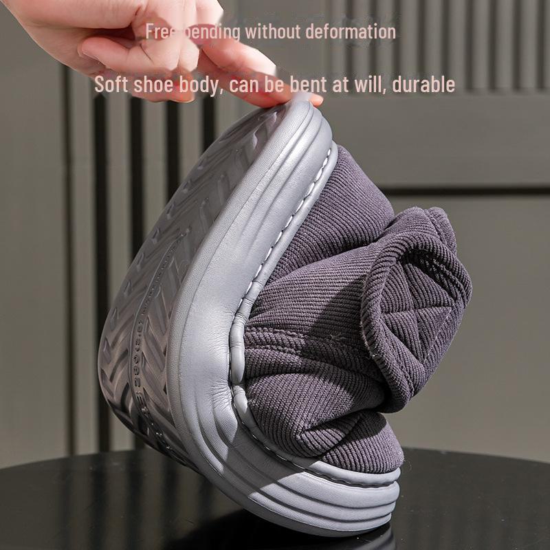 Men's Plush Non-Slip High-Top Cotton Winter Shoes - Heel-Covered, Thick, Cold-Proof Slippers for Outdoor Wear