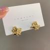 S925 Silver Geometric Pleated Stud Earrings - Trendy Cold Style