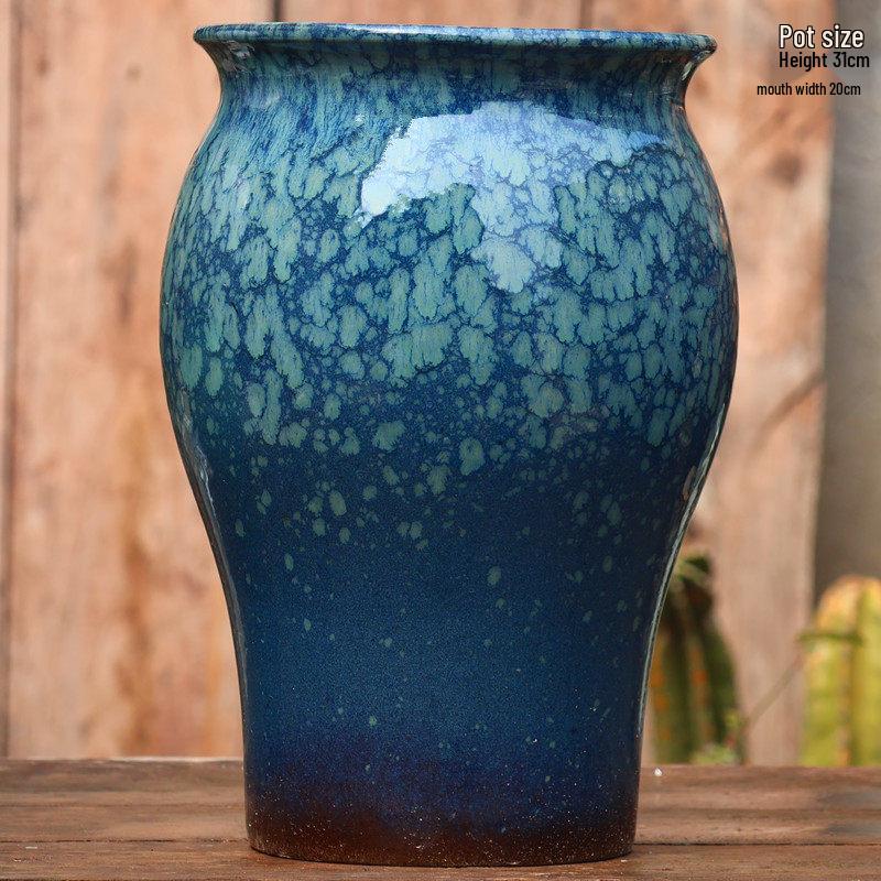 Large Wintergreen Bougainvillea Ceramic Flower Pot - Breathable, Tall Succulent & Tree Ceramic Jar