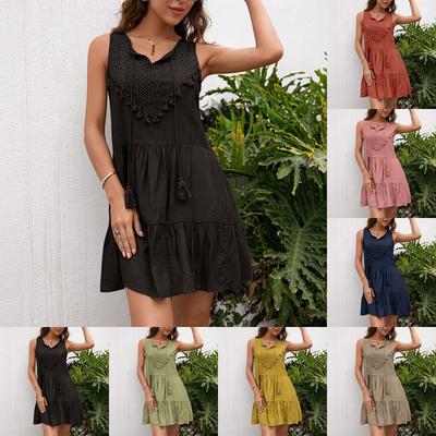 Women's Fashion Loose Casual Sexy Solid Color Sleeveless Dress