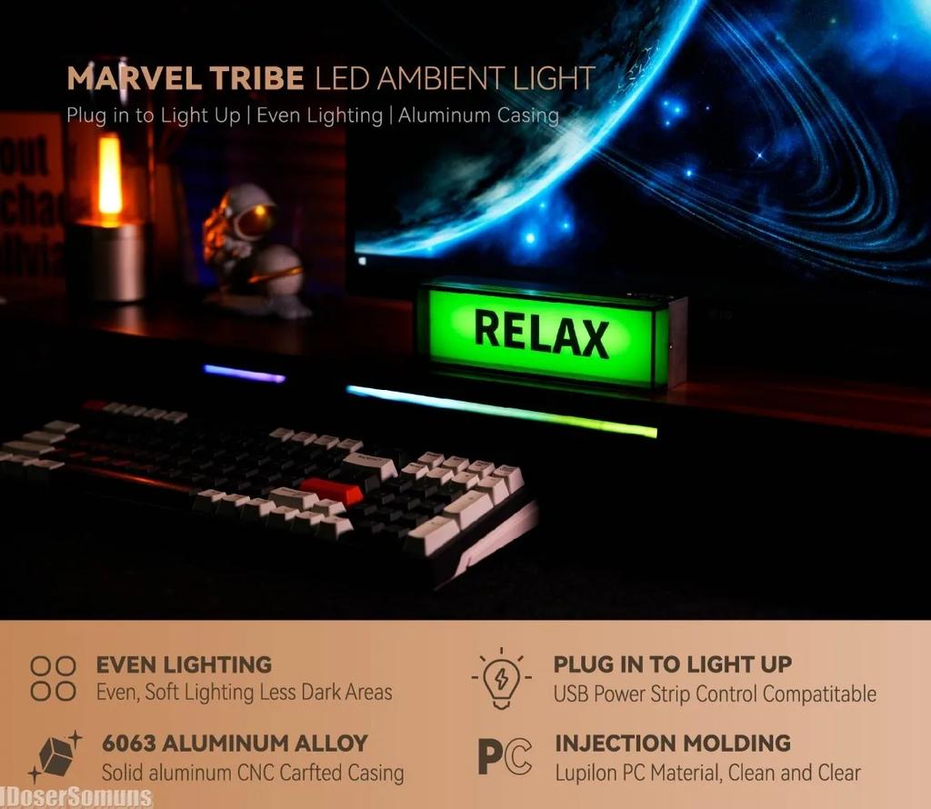 Lumière Ambiante LED Ornement Boîte Lumineuse Chargement Interface USB-C Trois Niveaux de Luminosité Bureau Chambre Décoration Salle E-sport
