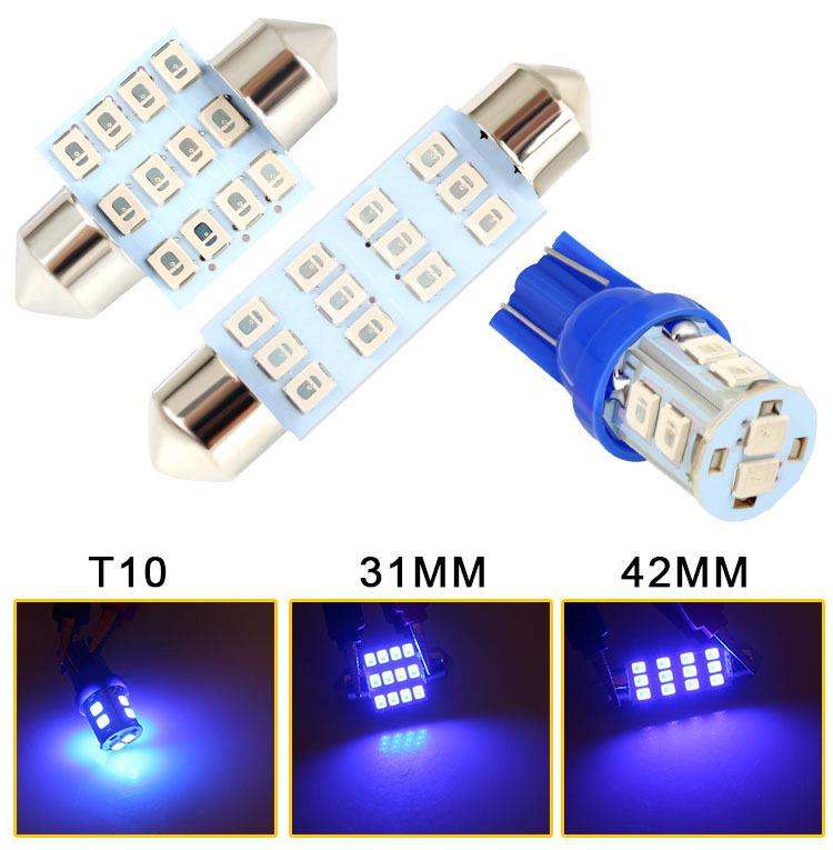 LED Car Light Set: 24PCS T10 Parking, Double-Ended Reading, License Plate, Interior Door Lights.