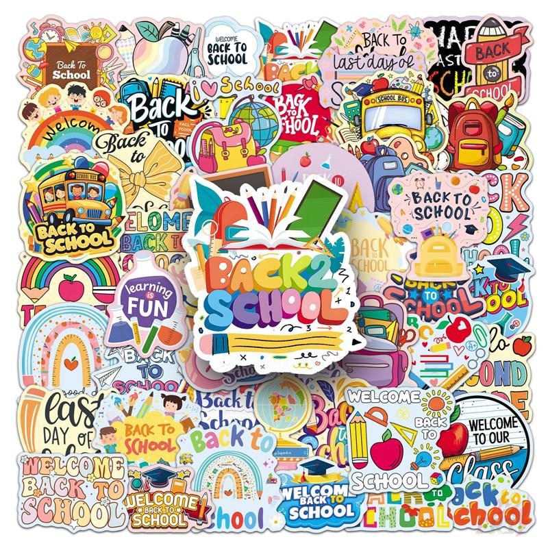 50Pcs/Set Back To School Stickers DIY Fashion Waterproof Doodle Decals Stickers