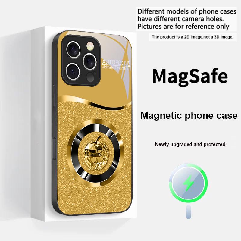 

Кристально-фиолетовое яблоко Для iPhone 16 E 15 14 13 Plus 12 mini 11 Pro Max XR Xs Max 16E X 7 8 Plus 2022 Magsafe Стеклянный чехол для телефона iPhone 13 mini
