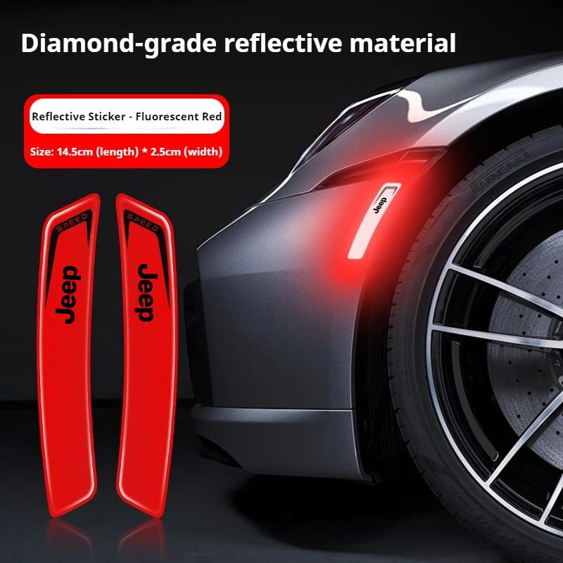 Car Wheel Arch Reflective Sticker Safety Warning Anti Collision For Jeep Wrangler Grand Cherokee Compass Renegade