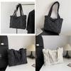 2023 Winter Fashion Rhombus Cotton Shoulder Bag For Women Street Style Large Capacity Embroidery Trendy Tote Bag